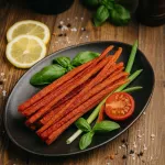 ИКРИСКИ КАЛЬМАР вяленые из фарша кальмара, форели и икры сельди (пакет 0,5кг)