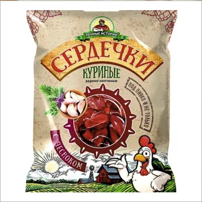 Сердечки куриные с чесноком в/к "Пенные истории" шт/70гр