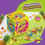 Карамель на палочке с жевательной резинкой "Лизунец" ассорти уп/100 шт*10гр