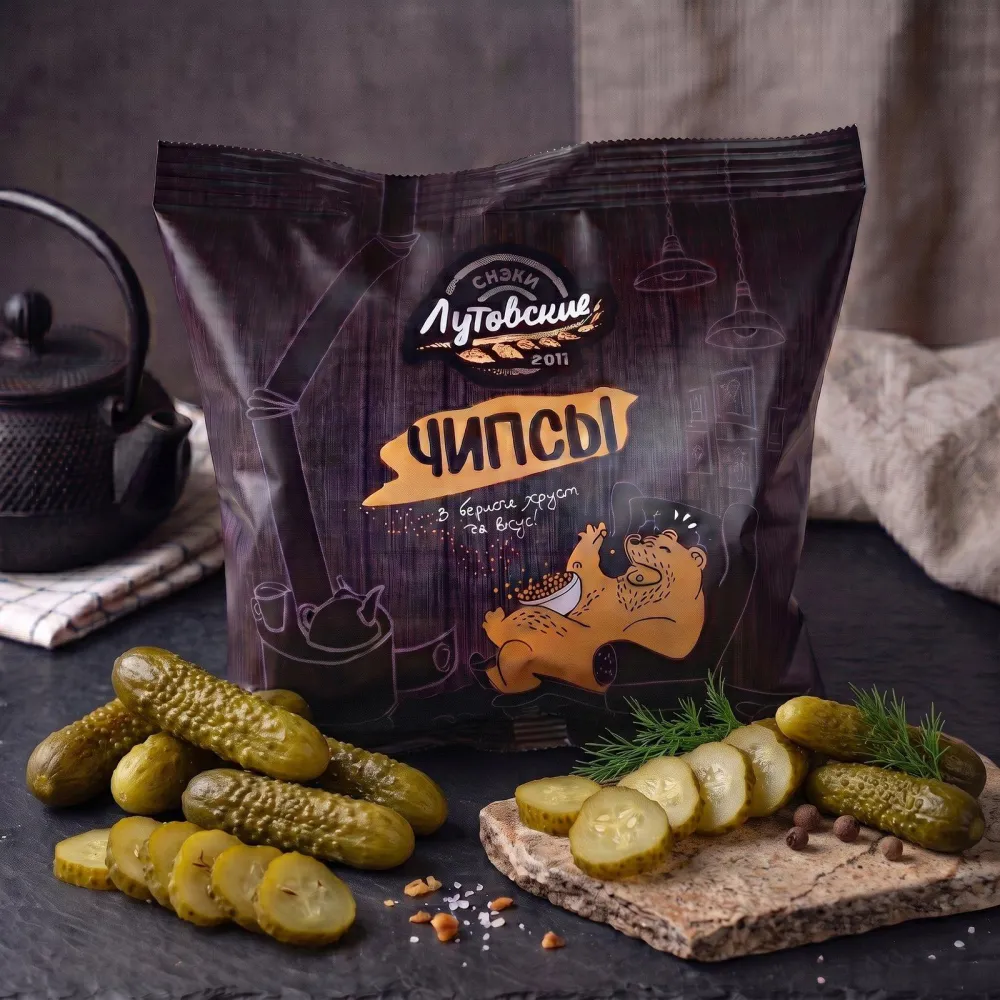 Чипсы хлебные пшеничные "Маринованные огурцы", п/э пакет, шт/1кг