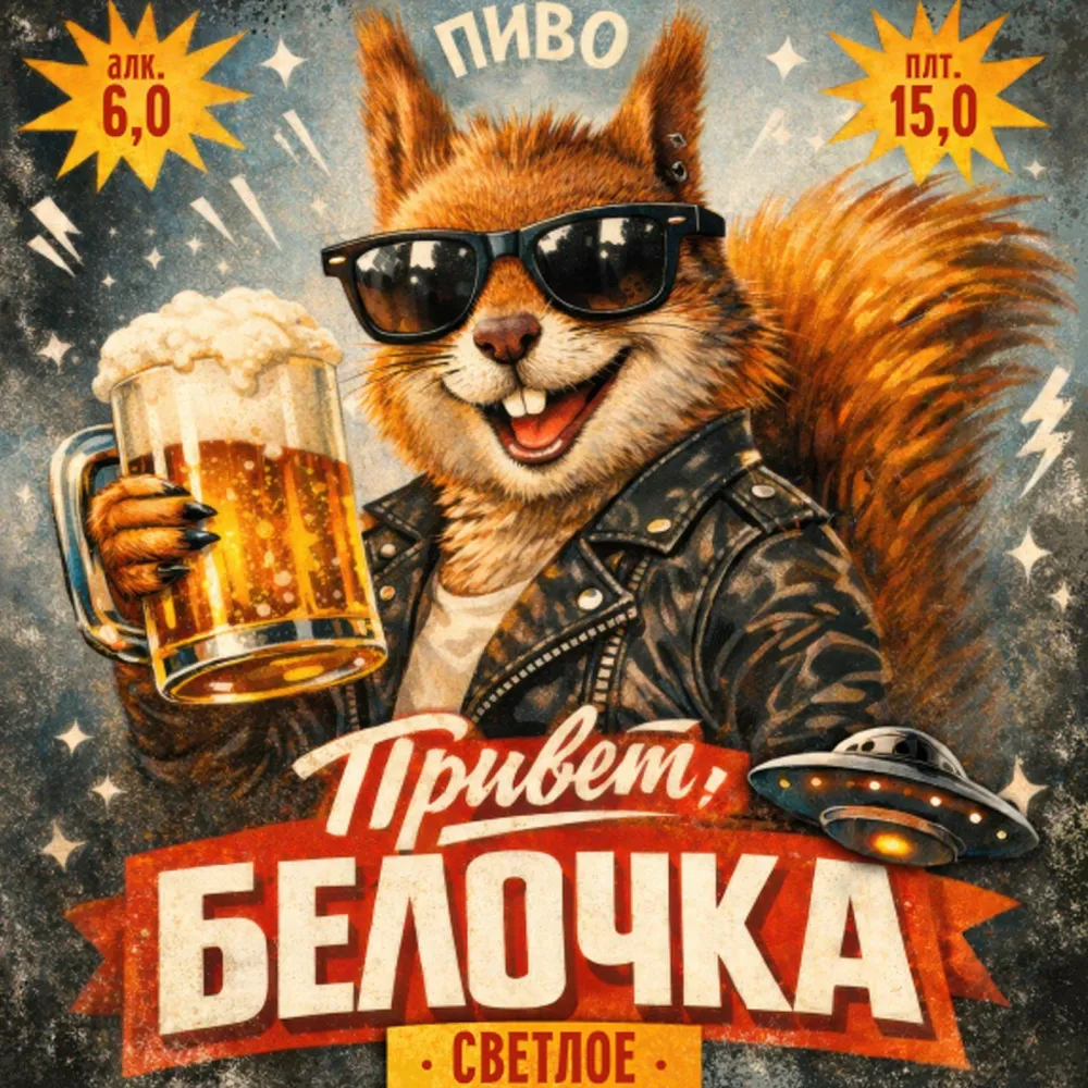 Привет Белочка пиво светлое фильтрованное