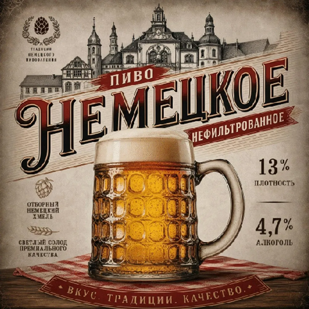 Немецкое светлое нефильтрованное пиво