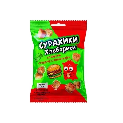 Сухарики хлебные СУРАХИКИ ХЛЕБАРИКИ со вкусом Бургера шт/40 гр