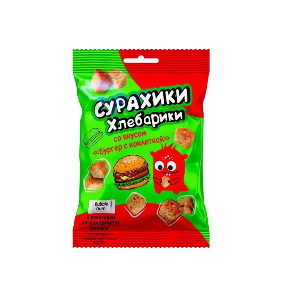Сухарики хлебные СУРАХИКИ ХЛЕБАРИКИ со вкусом Бургера шт/40 гр