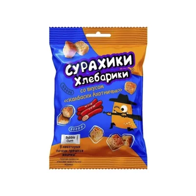 Сухарики хлебные СУРАХИКИ ХЛЕБАРИКИ со вкусом Охотничьих колбасок шт/40 гр