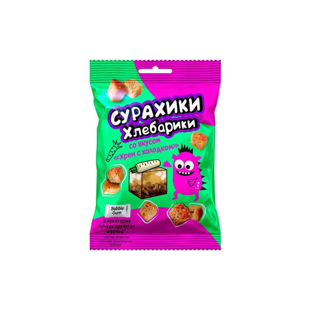Сухарики хлебные СУРАХИКИ ХЛЕБАРИКИ со вкусом Холодца с хреном шт/40 гр