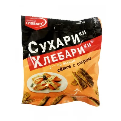 Сухарики хлебные со вкусом семга с сыром ХЛЕБАРИки шт/ 80 гр
