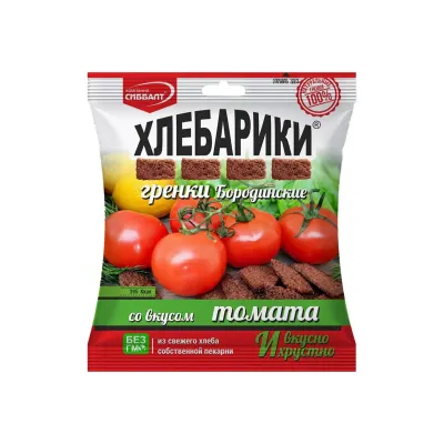 Гренки бородинские со вкусом томата с зеленью ХЛЕБАРИКИ шт/ 100 гр