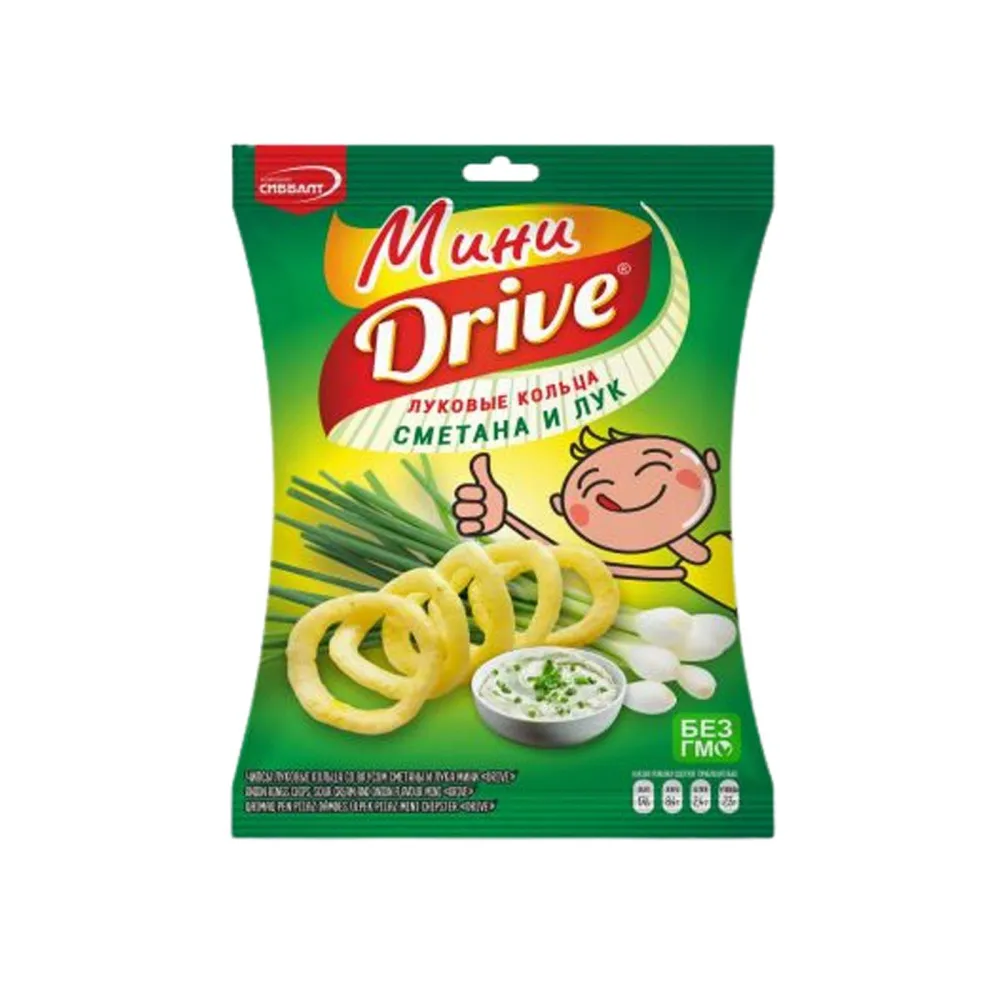 Чипсы Луковые кольца со вкусом сметаны и лука Мини Drive шт/ 55 гр