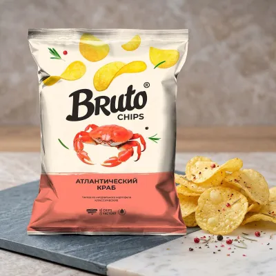 BRUTO FLAVOR Чипсы классика краб 120 гр/ 18 шт уп.