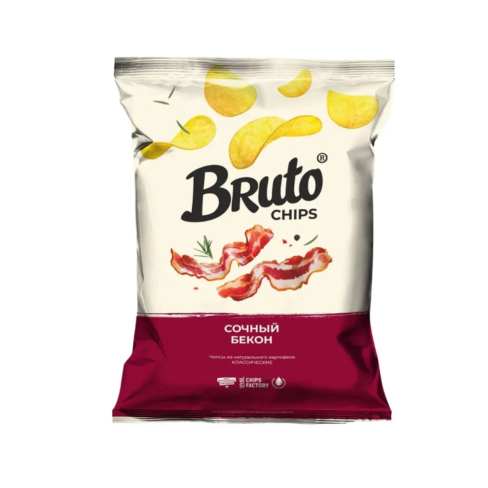 BRUTO FLAVOR Чипсы классика бекон 60 гр/ 12 шт уп.