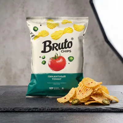 BRUTO FLAVOR Чипсы рифленые пикантный томат 60 гр/ 12 шт уп.