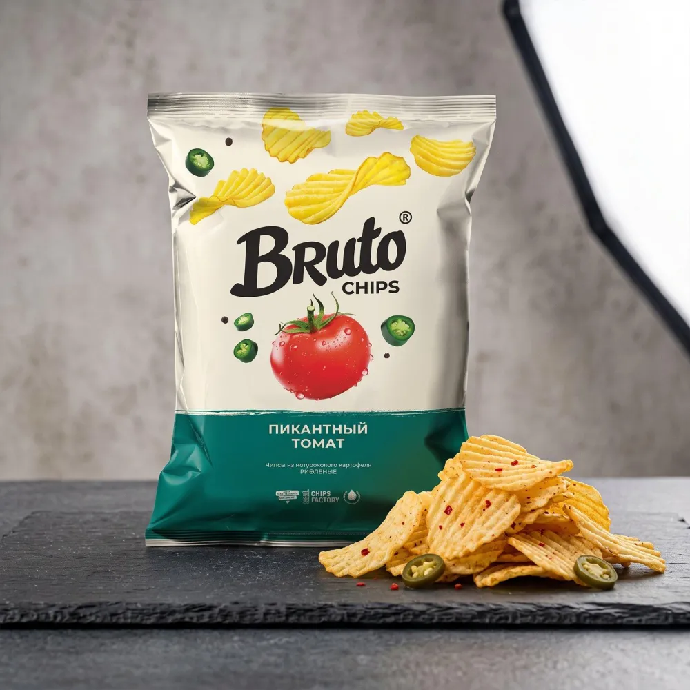 BRUTO FLAVOR Чипсы рифленые пикантный томат 60 гр/ 12 шт уп.