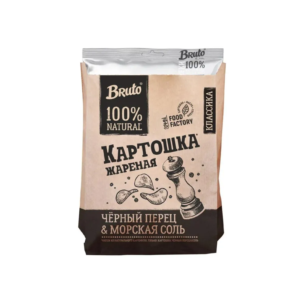 BRUTO KRAFT Чипсы классика перец черный 120 гр/ 17 шт уп.