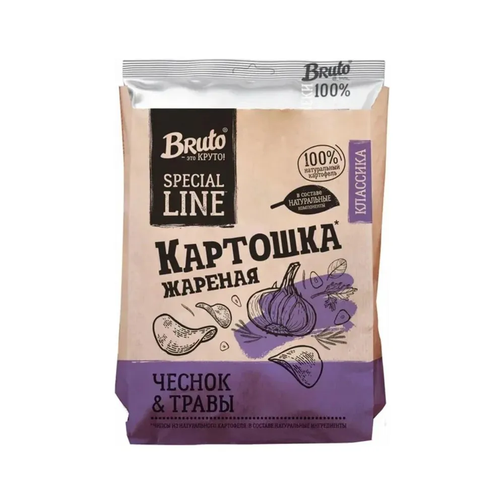 BRUTO KRAFT Чипсы классика чеснок и травы 120 гр/ 17 шт уп.