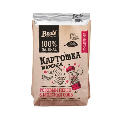 BRUTO KRAFT Чипсы рифленые перец розовый 120 гр/ 17 шт уп.