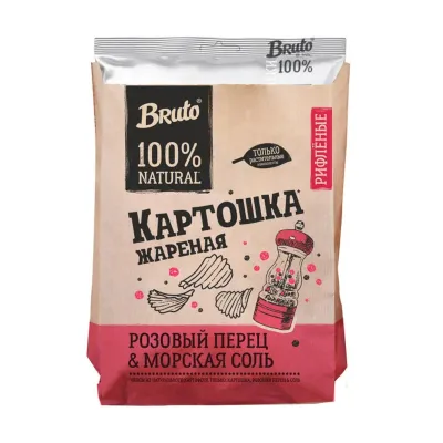 BRUTO KRAFT Чипсы рифленые перец розовый 60 гр/ 12 шт уп.