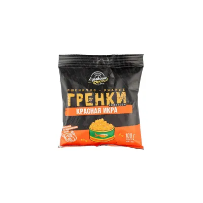 Гренки пшенично-ржаные "Красная икра", п/э пакет, 100 гр