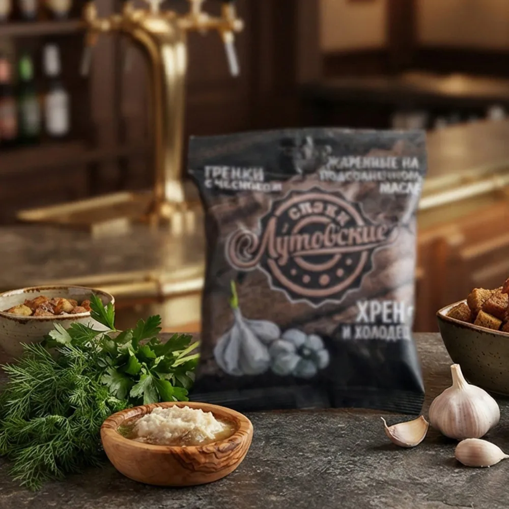 Гренки ржано-пшеничные "Чеснок", п/э пакет, 100 гр