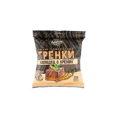 Гренки ржано-пшеничные "Хрен и холодец", п/э пакет, 100 гр
